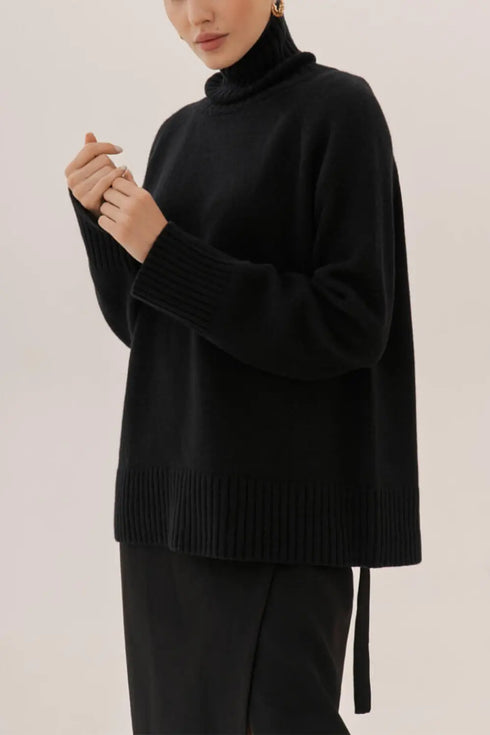 'Scarlett' Ribbed Knit Turtleneck Sweater - Celes Fashion